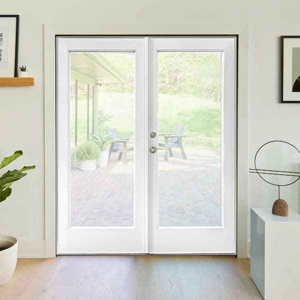72 in. x 80 in. Fiberglass Smooth White Right-Hand Outswing Hinged Patio Door