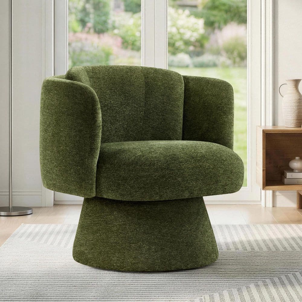 Spruce & Spring Trent Green Fabric 360° Swivel Mid Century Accent
