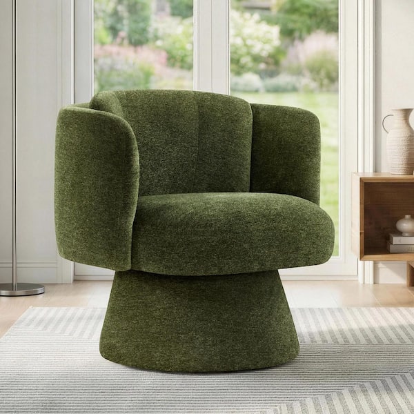 Trent Green Fabric 360° Swivel Mid Century Accent Chair Upholstered Arm Chair with Ergonomic Design