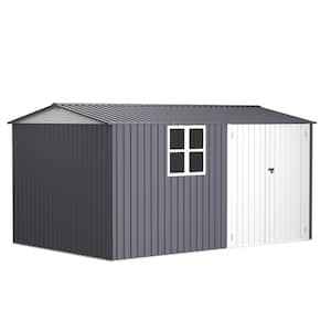 12 ft. W x 8 ft. D Gray Metal Outdoor Storage Shed with 6-Vents, Window and Lockable Doors (96 sq. ft.)