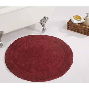 Waterford Collection 100% Cotton Tufted Non-Slip Bath Rug, 30 in. Round, Red