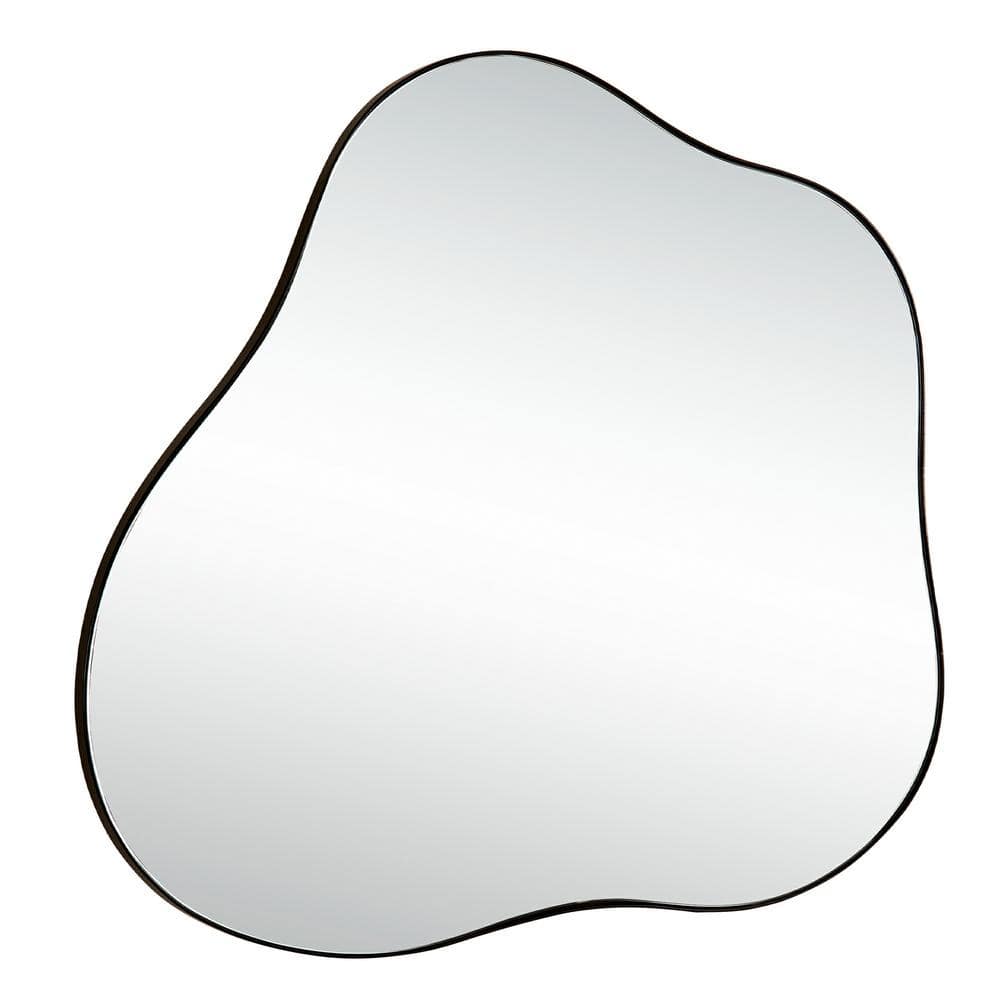 Black 30 in W x 32 in. H Irregular Cloud-Shaped Metal Accent Wall Mirror fo