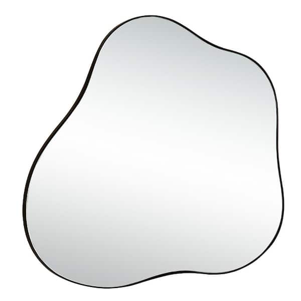 Unbranded Black 30 in W x 32 in. H Irregular Cloud-Shaped Metal Accent Wall Mirror for Living Room Dining Room Bedroom
