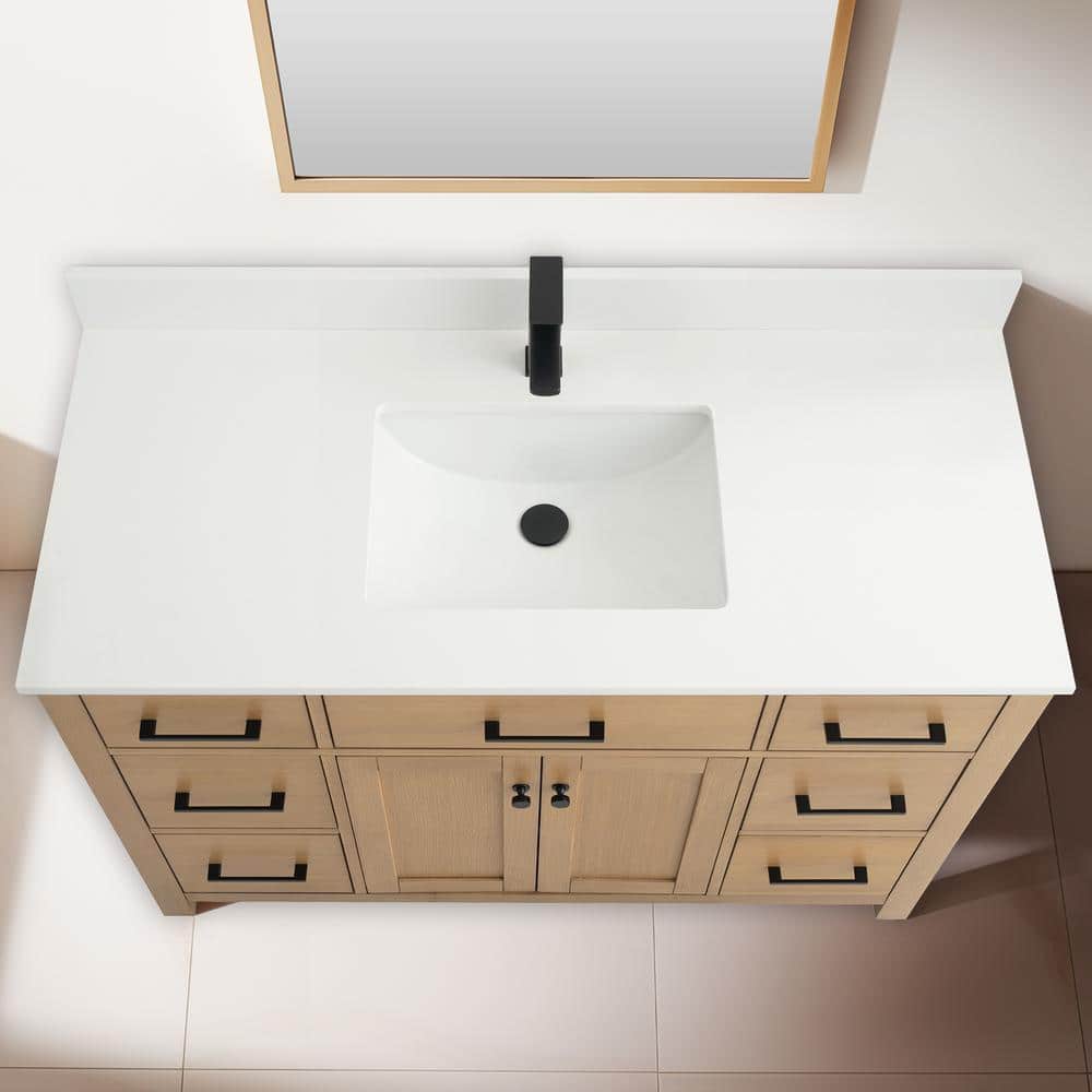 Jacklyn 49" White Oak Freestanding Bath Vanity with Ceramic Basin