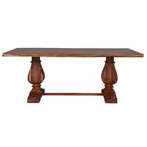Live Edge 78 in. Rectangle Gloss Brown/Chestnut Wooden Dining Table (Seats 6)