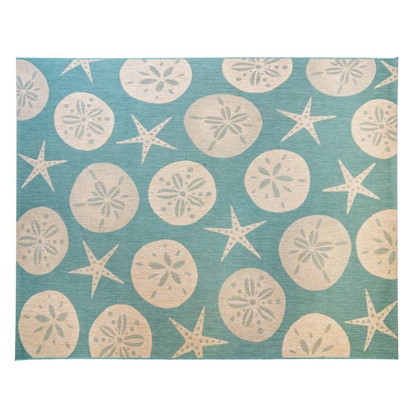Paseo Starfish Oasis/Sand 6 ft. x 9 ft. Indoor/Outdoor Area Rug