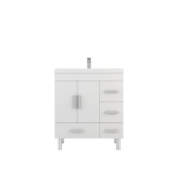 null Ripley 30 in. W x 19 in. D x 36 in. H Vanity in White with Acrylic Vanity Top in White with White Basin