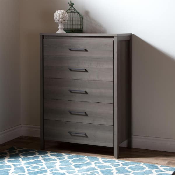 South Shore Gravity 5-Drawer Gray Maple Chest