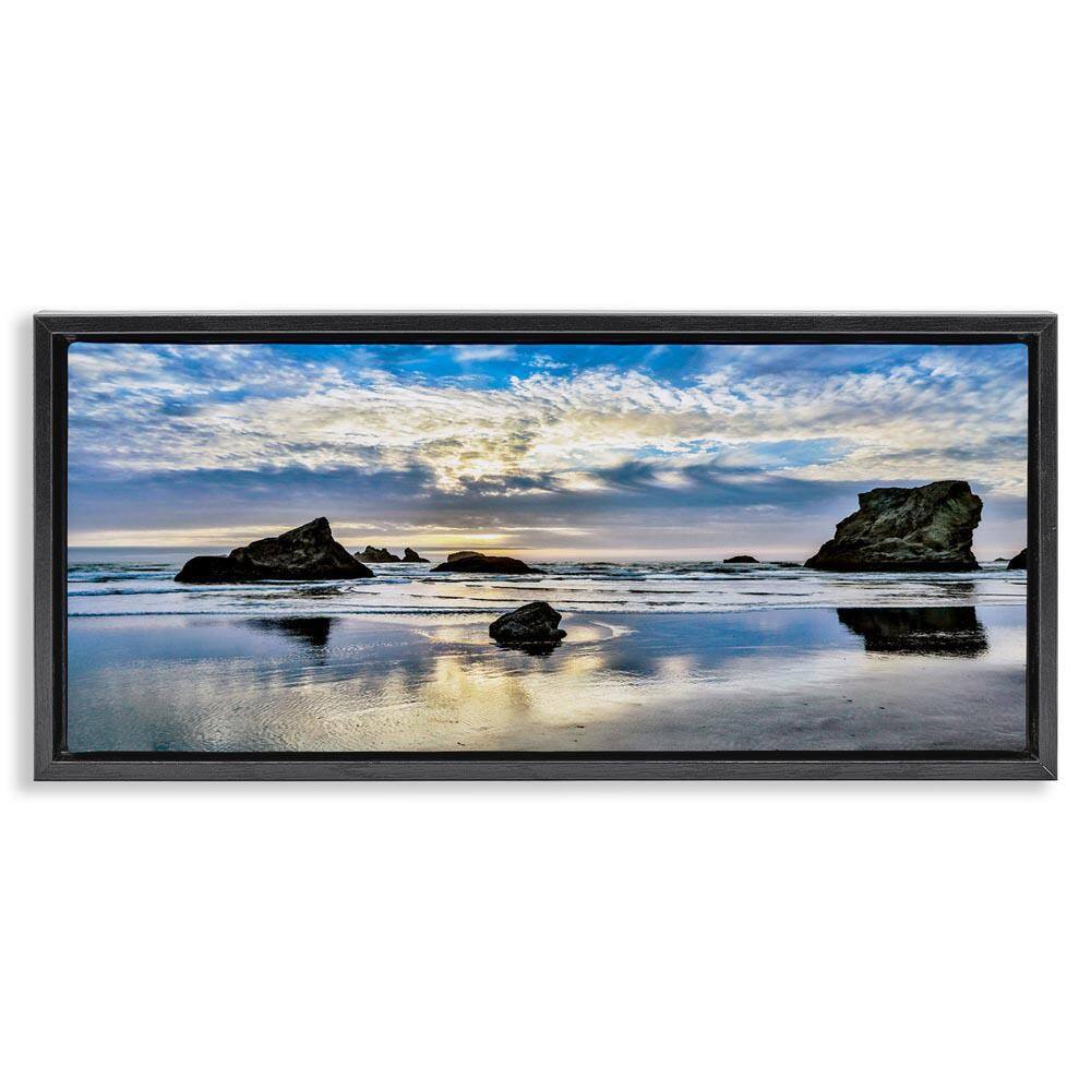 Rocks Protruding on Beach by Danita Delimont Black Floater Frame Coastal Graphic Art Print 14 in. x 31 in. price history on PriceWatchPro