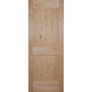 24 in. x 80 in. 2 Panel Square Top Raised Panel Ovolo Sticking Unfinished Knotty Alder Wood Interior Door Slab