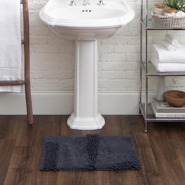 Composition Charcoal 27 in. x 45 in. Cotton Bath Mat
