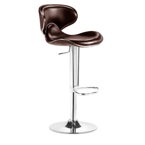 ZUO Fly Adjustable Height Espresso Cushioned Bar Stool
