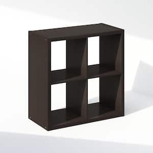 Cubic 30 in. Tall Dark Oak Wood 4-Cube Bookcase