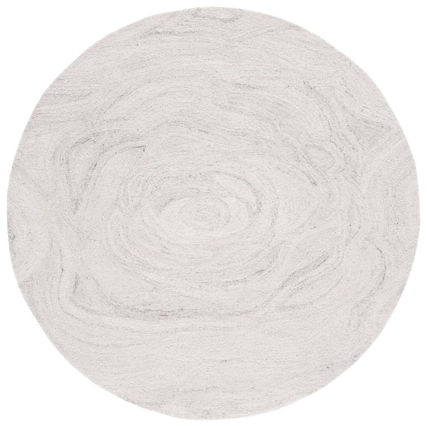 SAFAVIEH Abstract Light Gray/Beige 6 ft. x 6 ft. Abstract Distress Round Area Rug