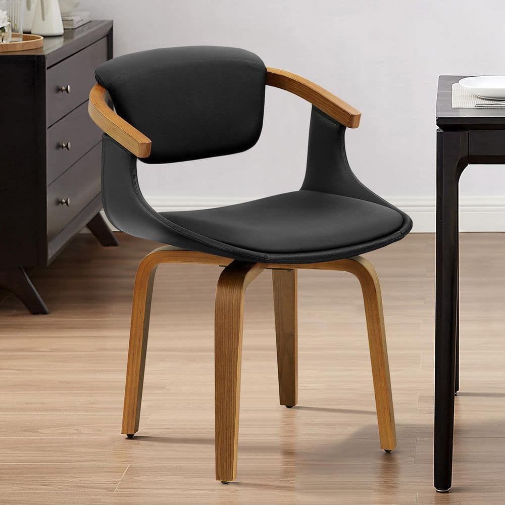 Art Leon Iva Black Faux Leather Arm Chair with Swivel (Set of 1
