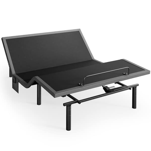 Black, Queen, Adjustable Bed Frame Base with USB Charging, Lighting and Massage