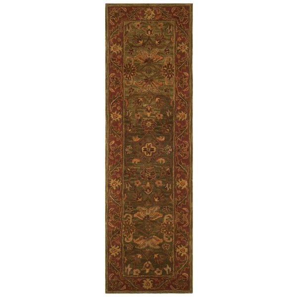 SAFAVIEH Golden Jaipur Green/Rust 2 ft. x 8 ft. Border Runner Rug