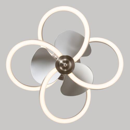 20 in. Integrated LED Indoor Brushed Nickel Modern Caged 6-Speed Ceiling Fan with Light and Remote Control Included Lighting