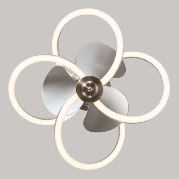 20 in. Integrated LED Indoor Brushed Nickel Modern Caged 6-Speed Ceiling Fan with Light and Remote Control Included