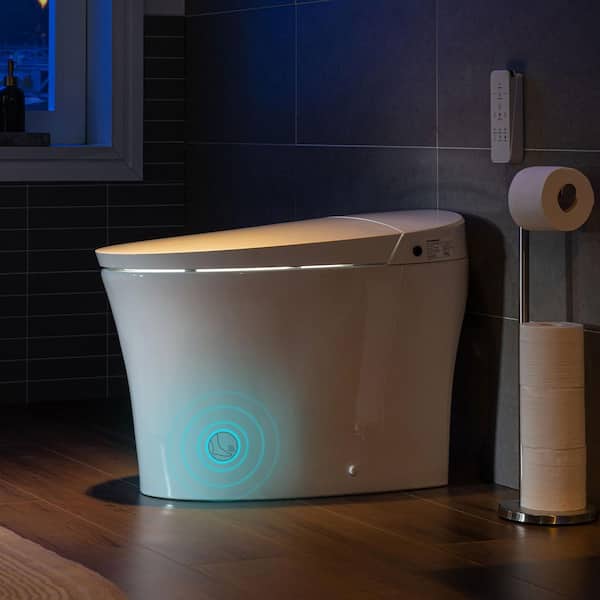 Elongated Tankless Smart Bidet Toilet 1.0/1.6 GPF in White with Auto Flush,Foot Sensor,Heated Seat ,Power Outage Flush