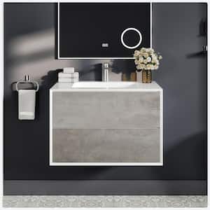Vienna 36 in. W x 21 in. D x 22 in. H Bathroom Vanity in Cement Gray with White Acrylic Top with White Sink