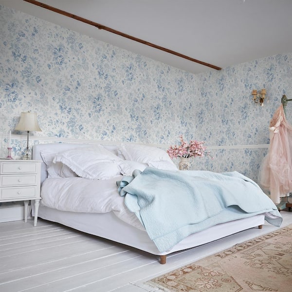 Rachel Ashwell Romantic Rose Blue Wallpaper