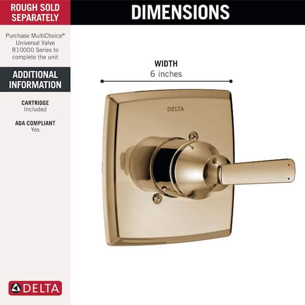 Delta Ashlyn Gold 1-Handle Wall Mount Valve Faucet Trim Kit in