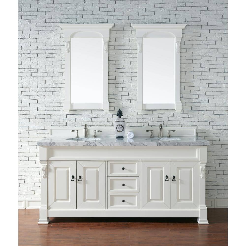 Bright White Rectangular Wood Framed Vanity Mirror