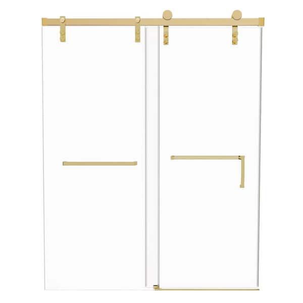60 in. W x 76 in. H Frameless Sliding Shower Door in Golden with Clear Tempered Glass (8mm)
