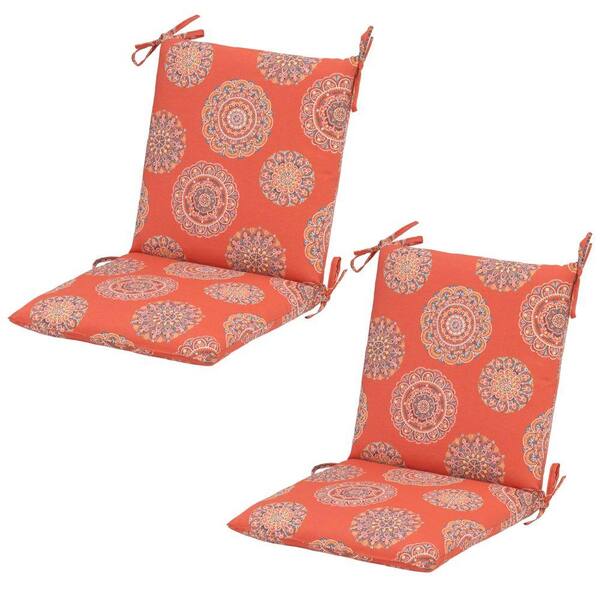 Hampton Bay Blush Medallion Mid-Back Outdoor Dining Chair Cushion (2-Pack)