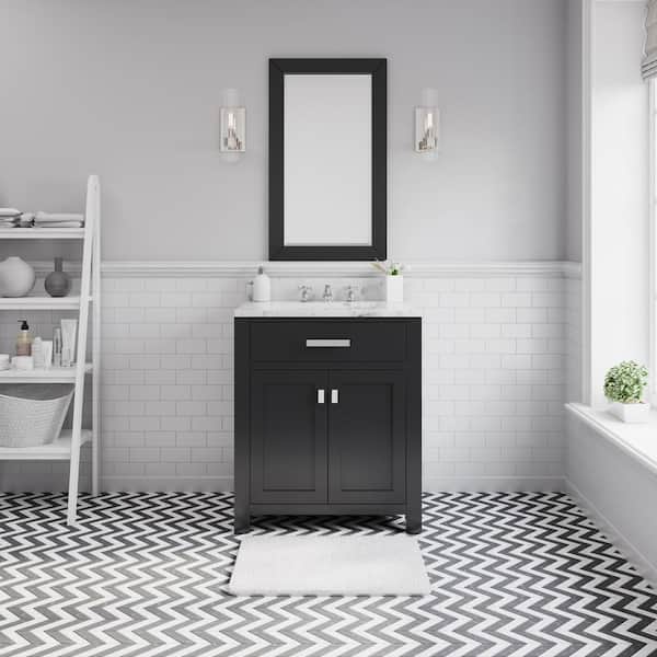 Water Creation Madison 30 in. W x 21.5 in. D x 34 in. H Single Sink Bath Vanity in Espresso with Carrara White Marble Top and Mirror