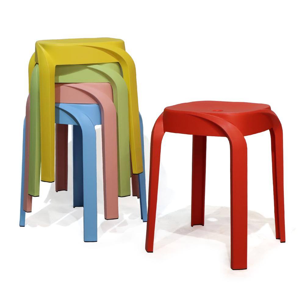 Kahomvis 17.75 in. Multi-Colored Backless Plastic Portable Nesting Bar  Stool with Plastic Seat (Box of 5) ACL-LKSS-GYB - The Home Depot