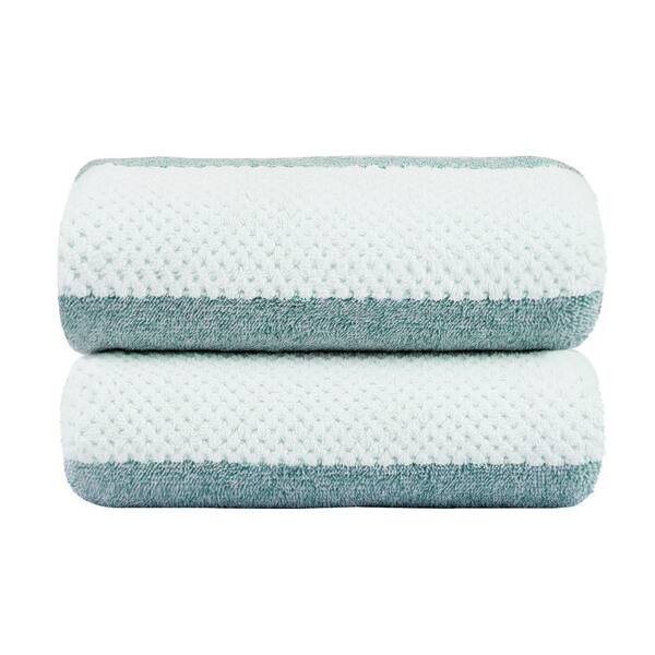Green Waffle Ultra Soft Polyester Fleece Bath Towel (Set of 2)