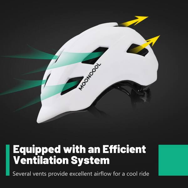 apple bike helmet ILM Bike Helmet with USB Rechargeable LED Front and Back Light Model E3-10L White / L/XL