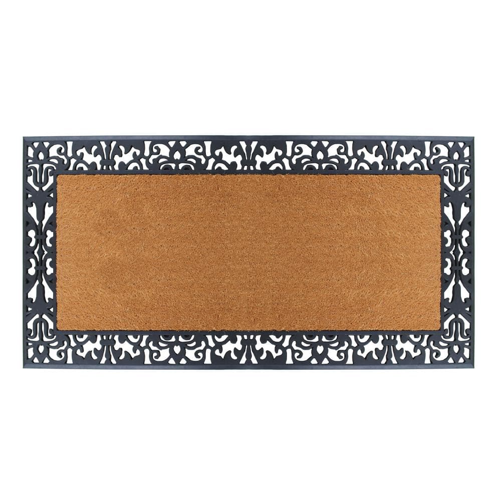 A1hc Rubber & Coir Monogrammed Large Doormat 24X47.5 Black/Beige