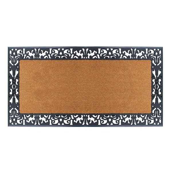 A1 Home Collections A1HC First Impression Black/Beige 30 in. x 60 in. Rubber and Coir, Heavy Duty, Extra Large Size Doormat