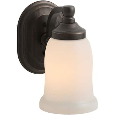 Bancroft 1 Light Oil Rubbed Bronze Indoor Bathroom Wall Sconce, Position Facing Up or Down, UL Listed