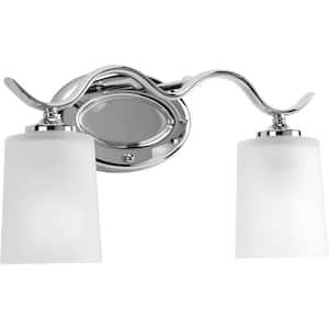Inspire Collection 2-Light Polished Chrome Etched Glass Traditional Bath Vanity Light