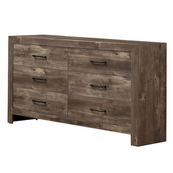 Benjara 16 in. Brown 6-Drawer Wooden Dresser without Mirror Without Mirror