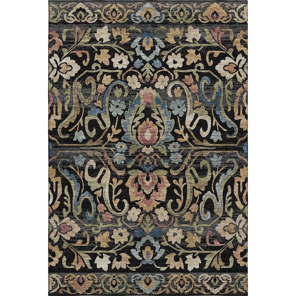 Mayfield Premium Machine Washable Abstract AMF2193 Black 8 ft. x 10 ft. Area Rug