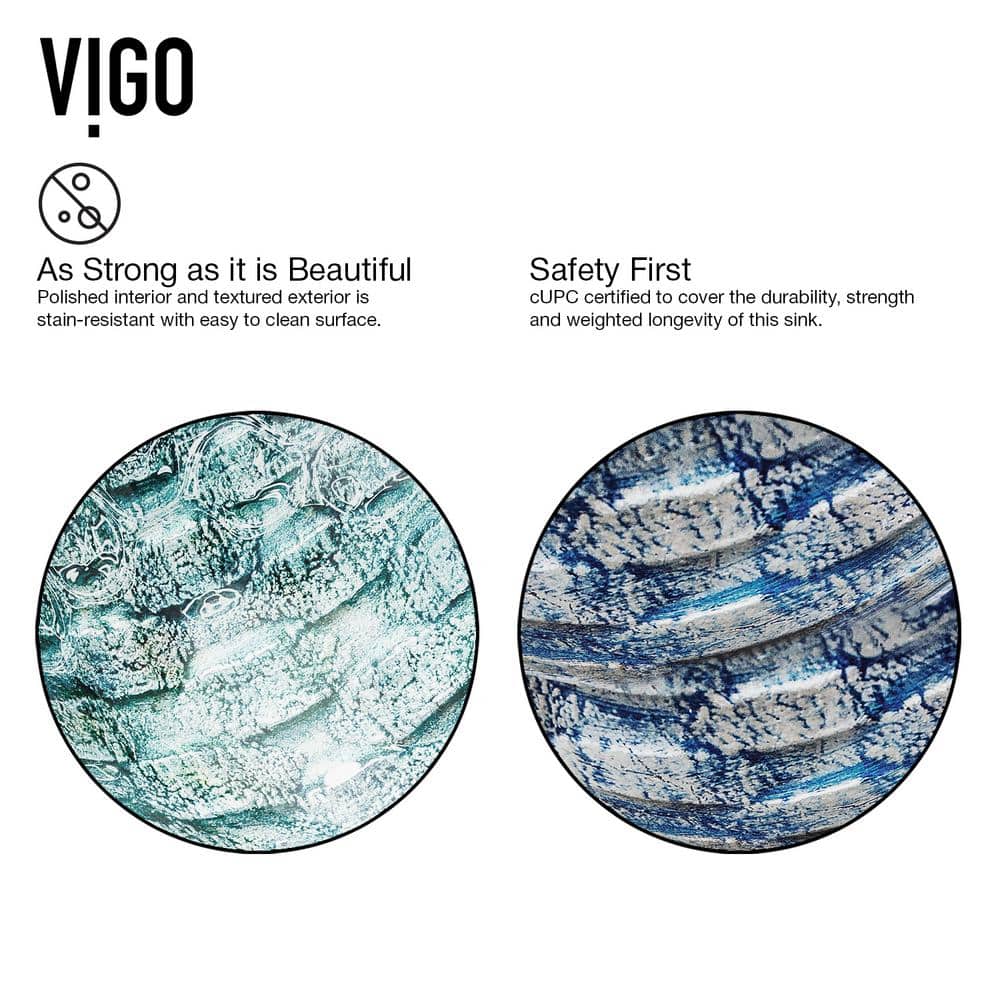 Oceania Teal and Aqua Glass Circular Vessel Sink