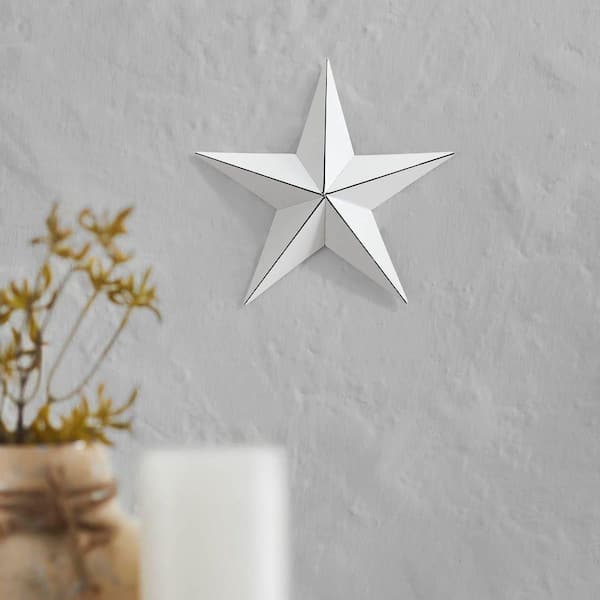 1-Piece 8 in. x 8 in. White Distressed Metal Star Wall Decor