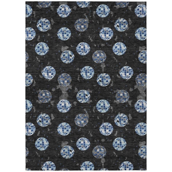 Chantille Machine Washable Indoor/Outdoor Abstract ACN2690 Black 10 ft. x 14 ft. Area Rug