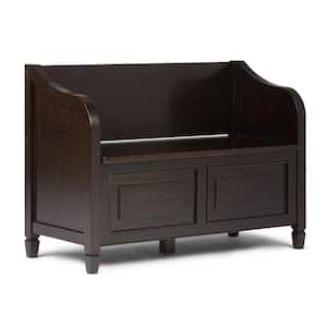 Dark Chestnut Brown Connaught Solid Wood 42 in. Wide Traditional Entryway Storage Bench