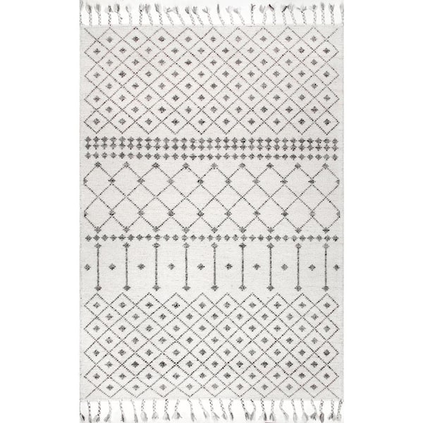 nuLOOM Novalee Woolen Modern Ivory 8 ft. x 10 ft. Trellis Indoor Area Rug