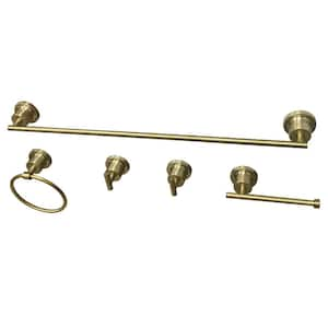 Modern 5-Piece Bath Hardware Set in Brushed Brass