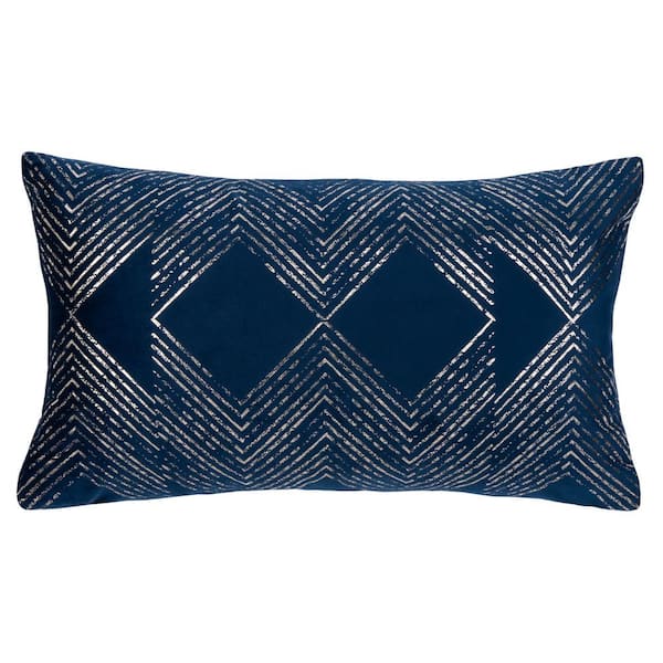 SAFAVIEH Sarla Navy/Gray 12 in. X 20 in. Throw Pillow PLS7144C-1220 ...