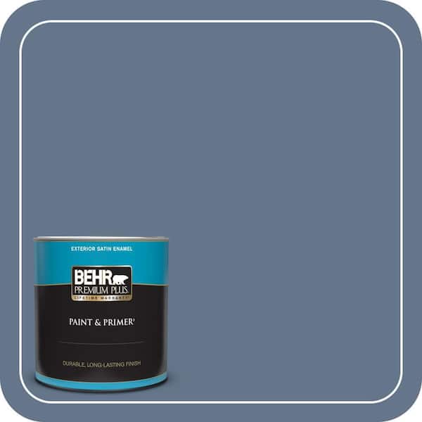 BEHR PREMIUM PLUS 1 qt. #BXC-75 Saltbox Blue Satin Enamel Exterior Paint & Primer