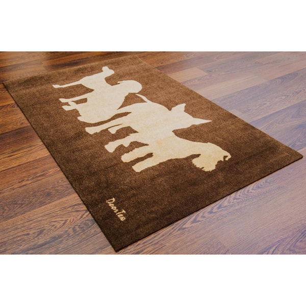 Doortex Brown 24 in. x 39 in. Dog Design Rectangular Indoor Wash Room Mat