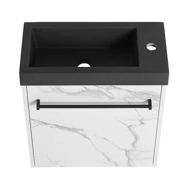 Miscool Anky 19.7 in. W x 9.9 in. D x 21.3 in. H Single Sink Bath Vanity in White+Black with Black Resin Top